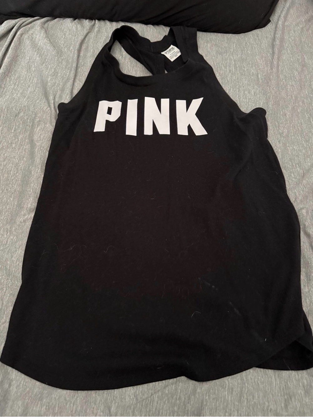 PINK Victoria's Secret Black Tank with White Logo